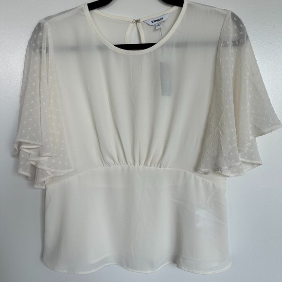 Express Peplum Flutter Sleeve Blouse - NWT - Picture 1 of 2